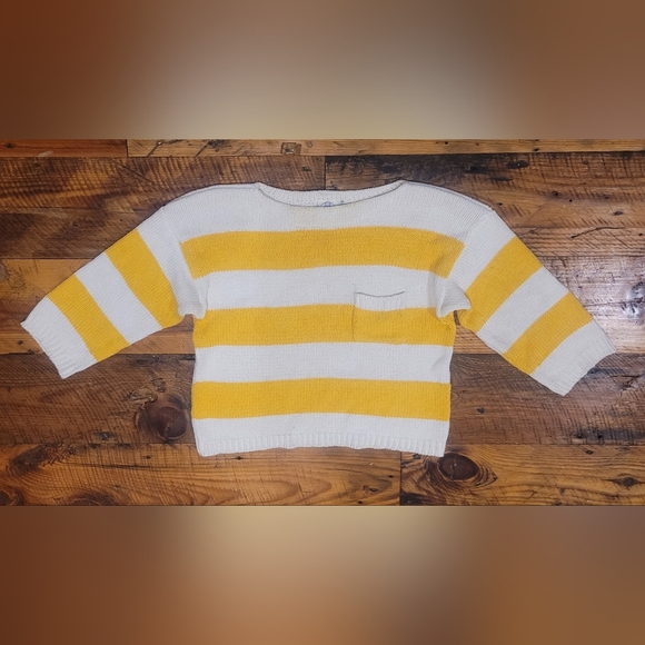 Vintage J.G. Hook Yellow and White Striped Sweater - Picture 1 of 9